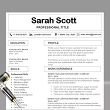 Charger l'image dans la galerie, RESUME TEMPLATE FOR WORD | PROFESSIONAL RESUME TEMPLATE