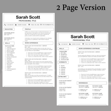 Charger l'image dans la galerie, RESUME TEMPLATE FOR WORD | PROFESSIONAL RESUME TEMPLATE