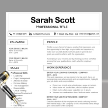 Charger l&#39;image dans la galerie, RESUME TEMPLATE FOR WORD | PROFESSIONAL RESUME TEMPLATE
