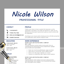 Charger l&#39;image dans la galerie, RESUME TEMPLATE FOR WORD | PROFESSIONAL RESUME TEMPLATE
