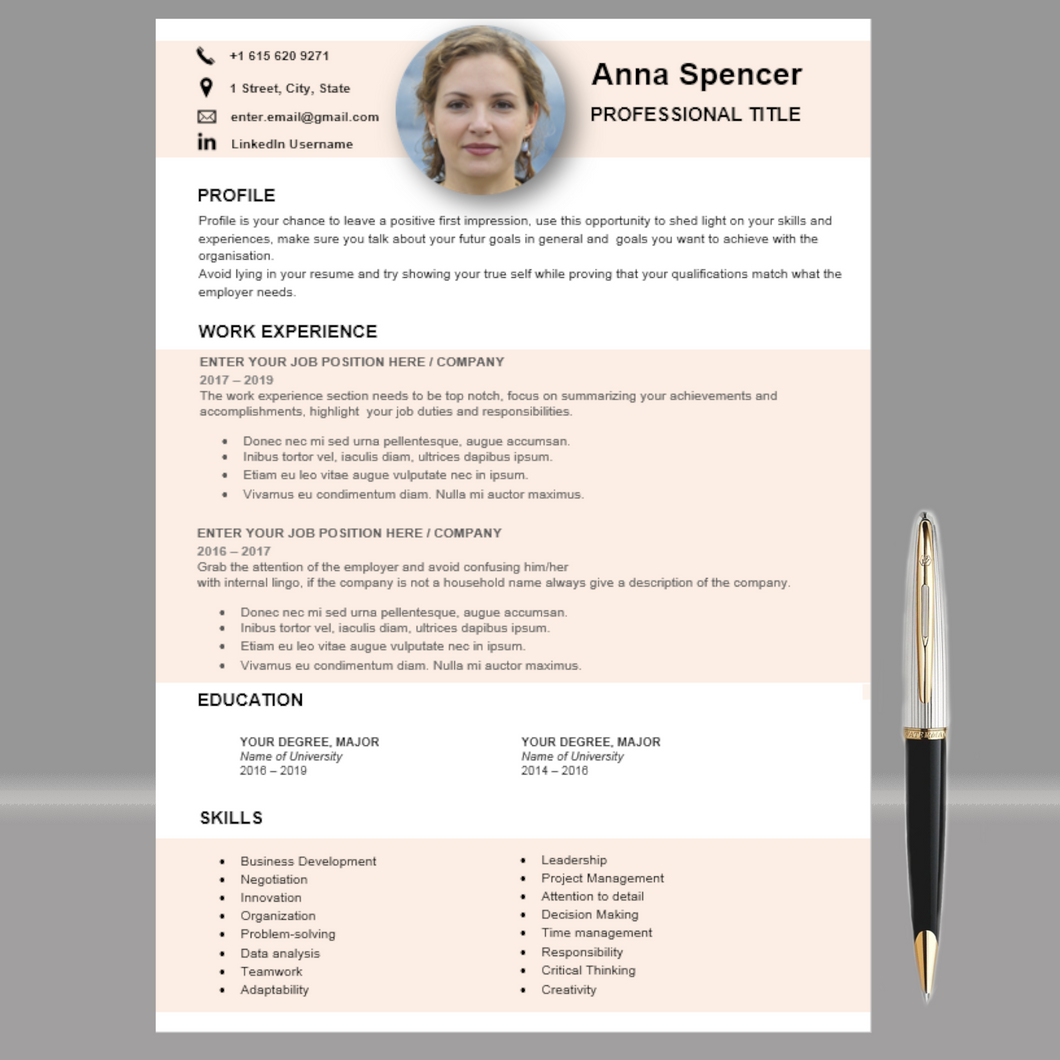 RESUME TEMPLATE FOR WORD | PROFESSIONAL RESUME TEMPLATE