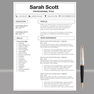 RESUME TEMPLATE FOR WORD | PROFESSIONAL RESUME TEMPLATE