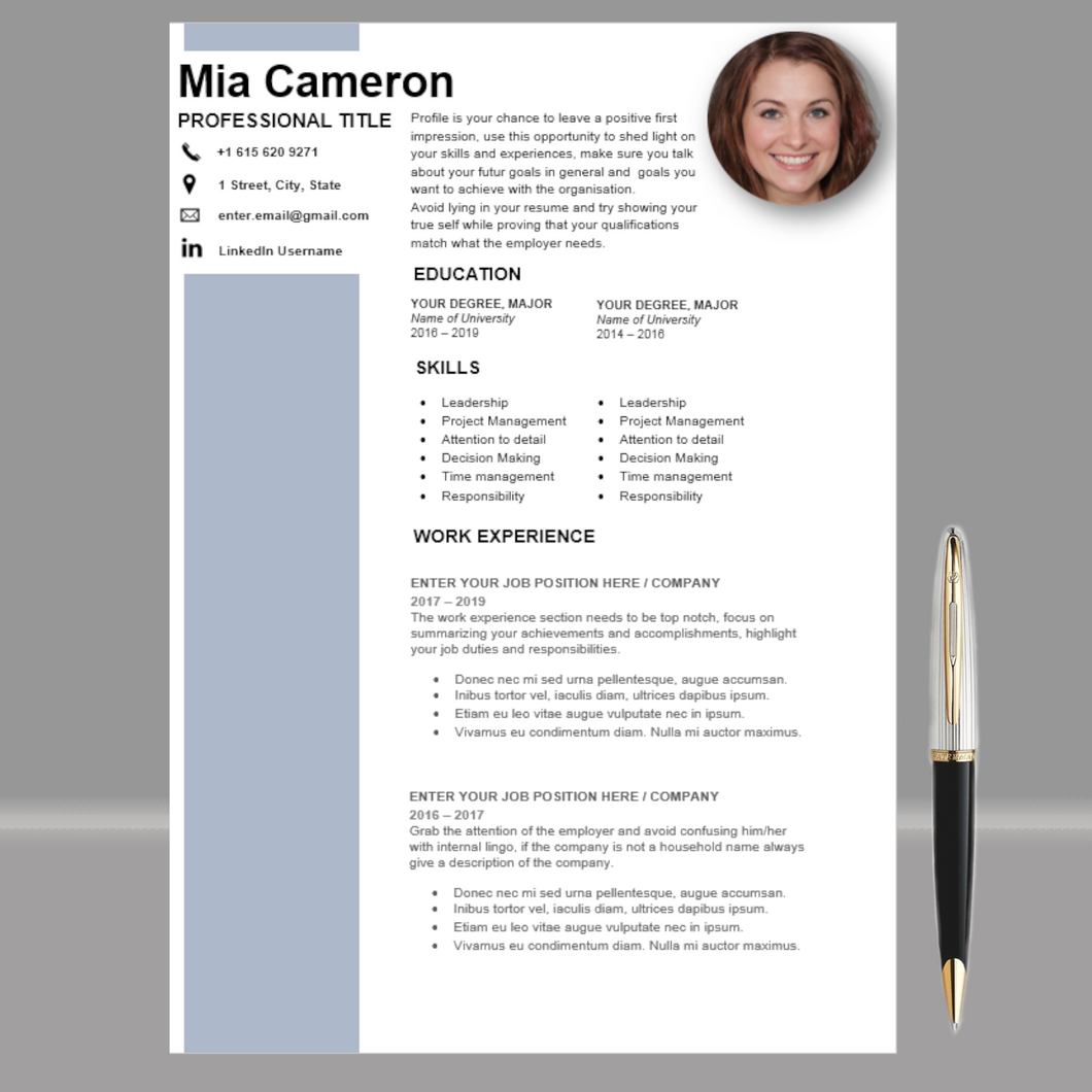 RESUME TEMPLATE FOR WORD | PROFESSIONAL RESUME TEMPLATE