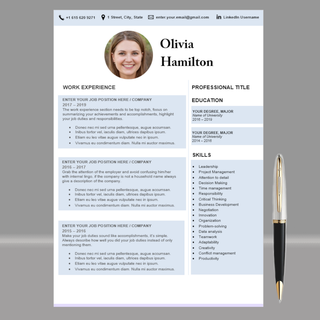 RESUME TEMPLATE FOR WORD | PROFESSIONAL RESUME TEMPLATE